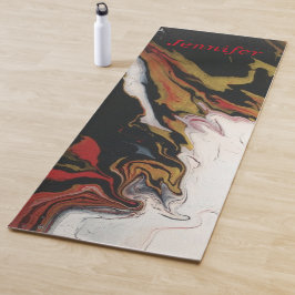 Tapete De Yoga Yoga Mat Personalizado Dourado Vermelho Chic Black