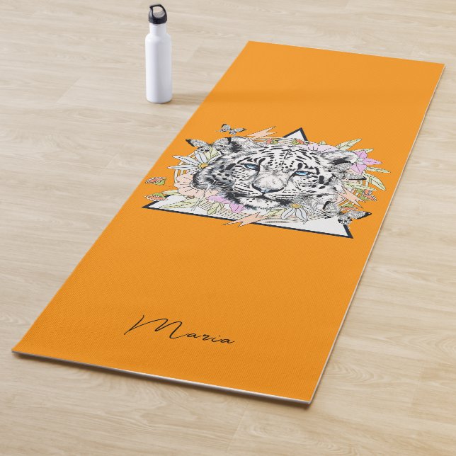 Tapete De Yoga Yoga Mat Personalizado Nome White Tiger (In Situ)