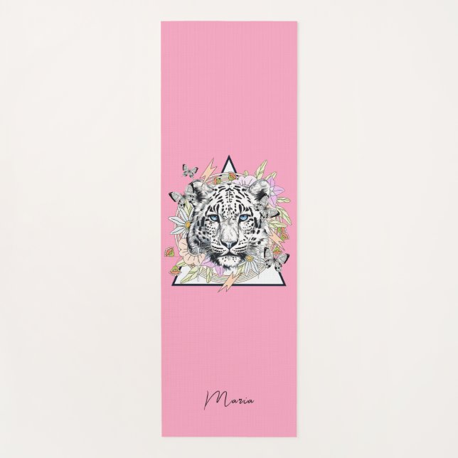 Tapete De Yoga Yoga Mat Personalizado Nome White Tiger (Frente)