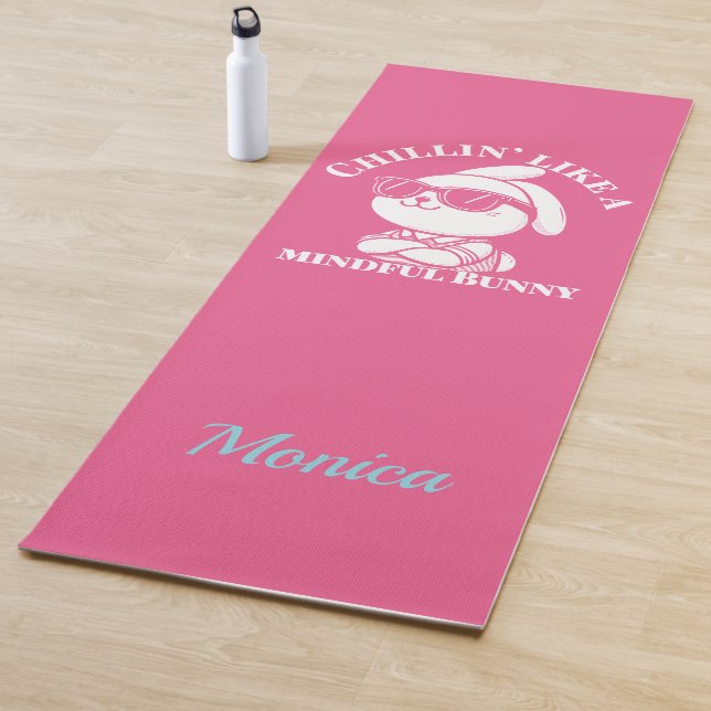 Tapete De Yoga Yoga Mat Rosa Personalizado "Mindful Bunny" (In Situ)