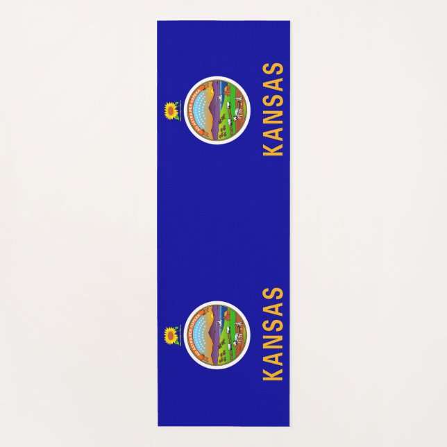 Tapete De Yoga Yoga Mats Patriótico com bandeira do Kansas, EUA (Frente)