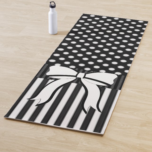 Tapete De Yoga Yoga Mats Yoga Black and White Polkadot Stripe (In Situ)
