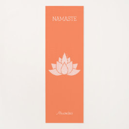 Tapete De Yoga Yoga Namaste Coral Color com Lotus Girl Pose