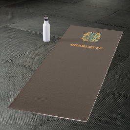 Tapete De Yoga Yoga pose swirls retro brown orange name