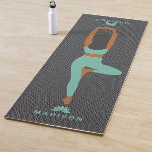 Tapete De Yoga Yoga Position Cinza Background Nome Personalizado