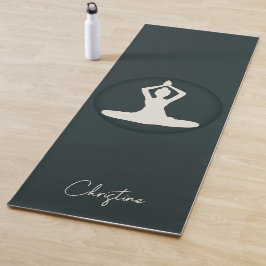 Tapete De Yoga Yoga Verde Escuro com Nome Personalizado