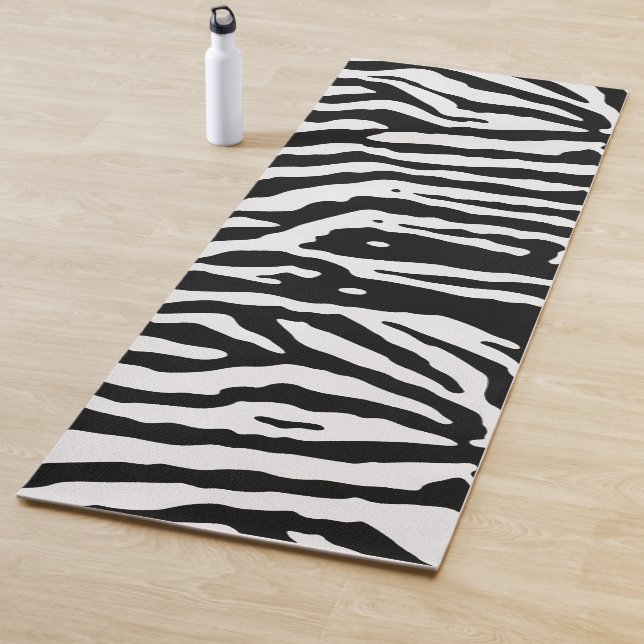 Tapete De Yoga Zebra Camouflage Padrão Artístico Negro e Branco (In Situ)