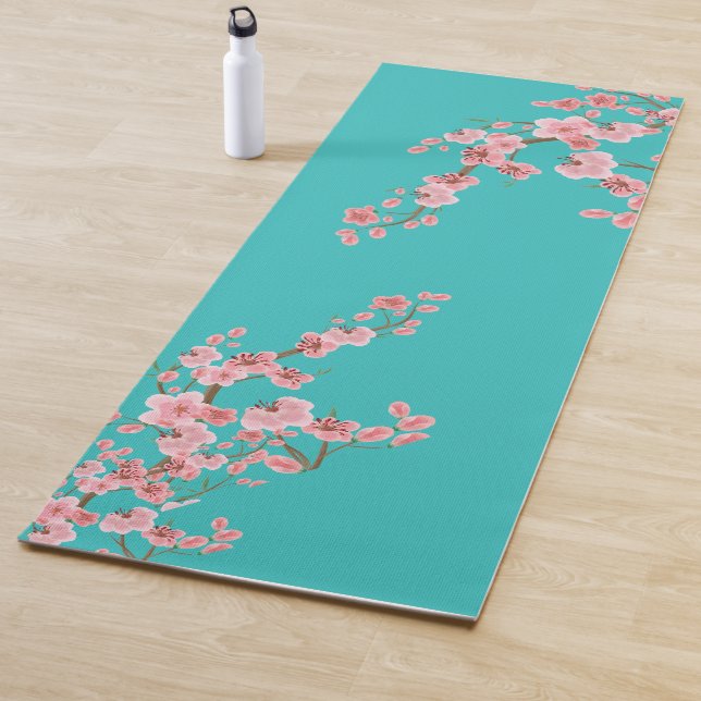 Tapete De Yoga Zen Cherry Blossom Watercolor Yoga Mat (In Situ)