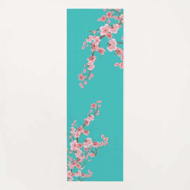 Tapete De Yoga Zen Cherry Blossom Watercolor Yoga Mat (Frente)
