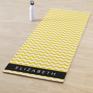 Tapete De Yoga Zigzag Amarelo, Chevron Amarelo, Seu Nome