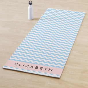 Tapete De Yoga Zigzag Azul, Chevron Azul, Padrão De Onda, Seu Nom