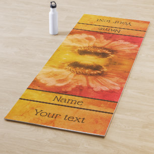 Tapete De Yoga Zinnia Daisy Flower Vintage Sepia Personalizada