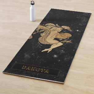 Tapete De Yoga Zodiac Aquarius   Astrologia Cósmica Dourada e Ne