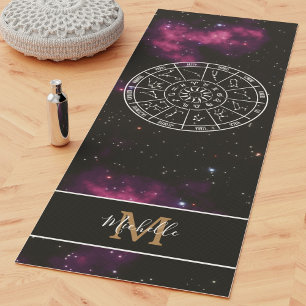 Tapete De Yoga Zodiac Calendar Yoga Mat com Nebulosa Roxa