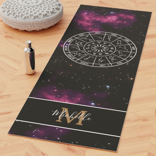 Tapete De Yoga Zodiac Calendar Yoga Mat com Nebulosa Roxa (Criador carregado)