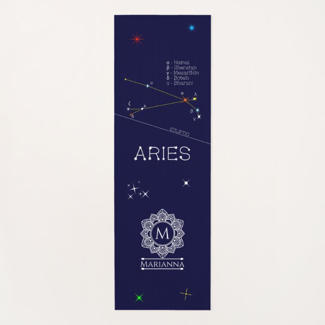 Tapete De Yoga Zodiac Constelação Aries (Frente)