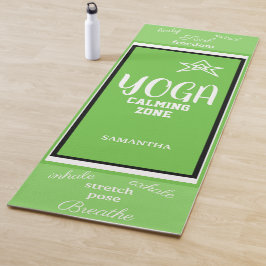 Tapete De Yoga Zona de calmo de ioga branca verde