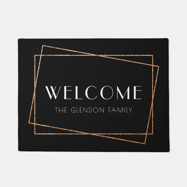 Tapete Deco de arte em quadros negros e dourados (Frente)