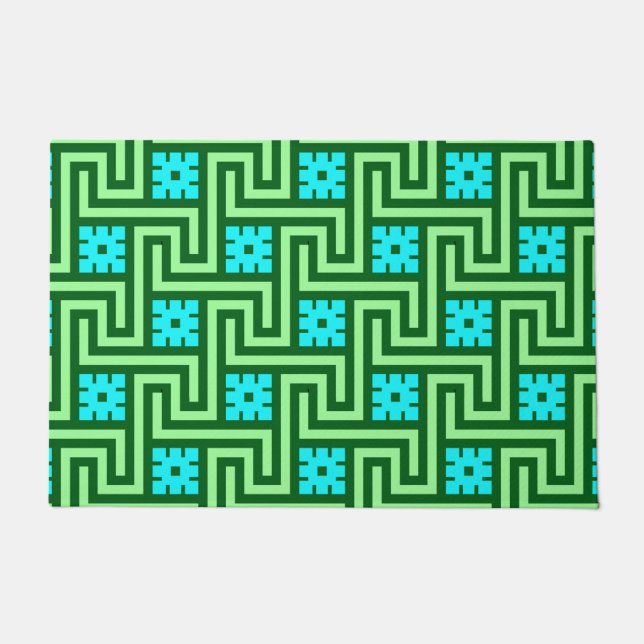 Tapete Deco Grega Key, Turquesa e Jade Green (Frente)