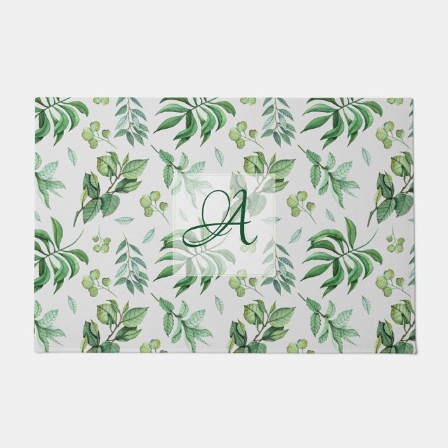 Tapete Decor doméstico botânico de licença verde monogram (Frente)