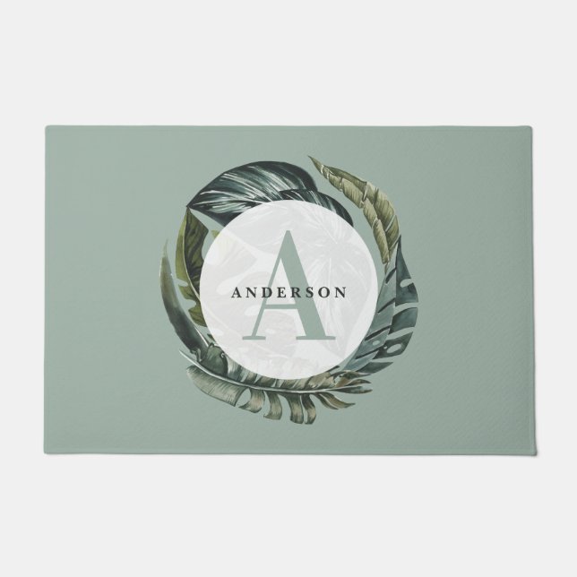 Tapete Decor floral de folhagem de aquarela tropical (Frente)