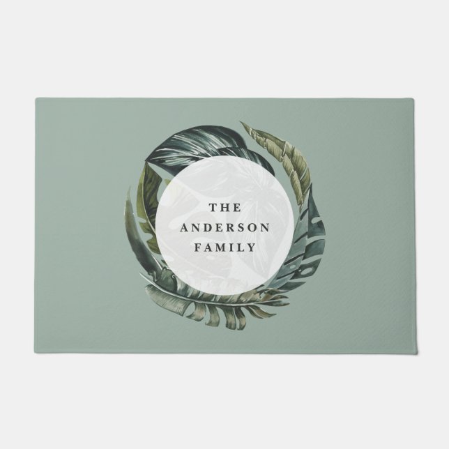 Tapete Decor floral de folhagem de aquarela tropical (Frente)