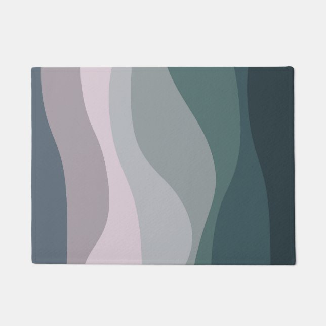 Tapete decoração de ondas retro roxas e turquesas (Frente)