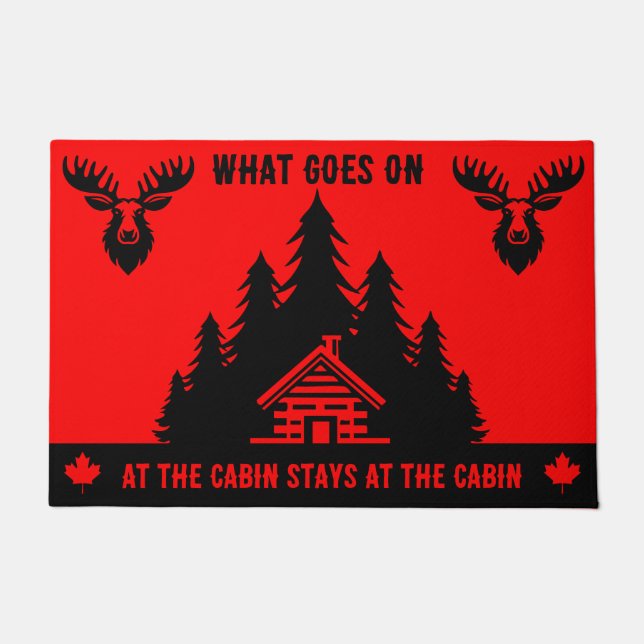 Tapete Decoração Engraçada da Cabina de Log Canadiana (Frente)