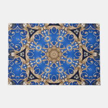 Tapete Decorativo Azul Dourado