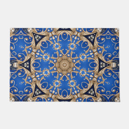 Tapete Decorativo Azul Dourado