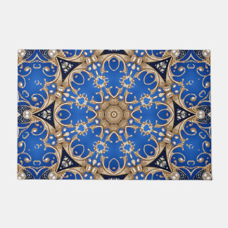 Tapete Decorativo Azul Dourado