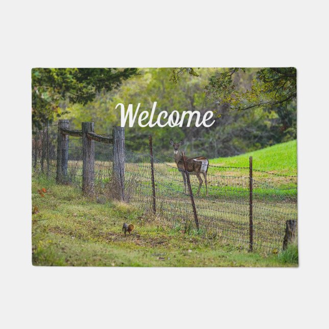 Tapete Deer E Um Prato De Esquilo Bem-Vindo (Frente)