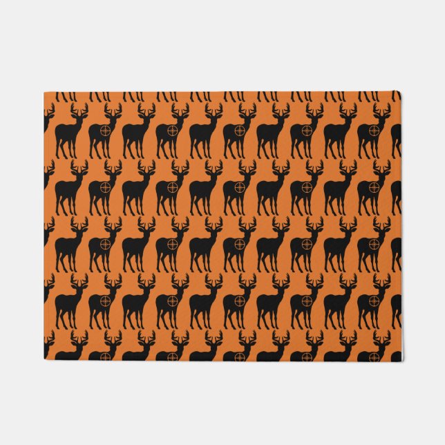 Tapete Deer Hunting Silhouette Pattern Orange Background (Frente)