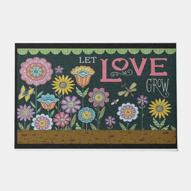 Tapete Deixe o amor crescer Design, linda flor (Frente)