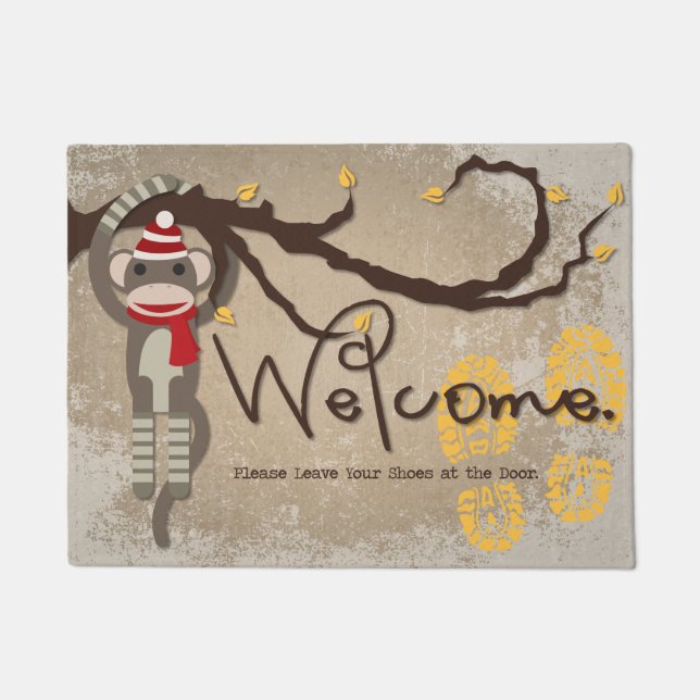Tapete Deixe seus calçados no macaco da peúga da porta (Frente)