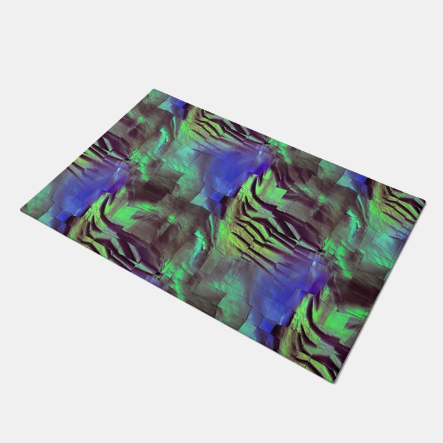 Tapete Desenho abstrato do mosaico rústico verde e azul (Inclinado)