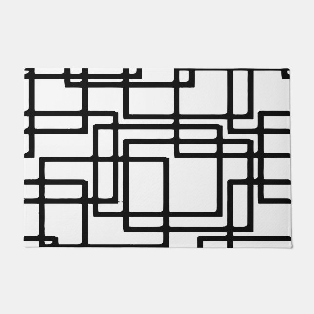 Tapete Desenho Artístico de Quadrados Pretos Interligados (Frente)