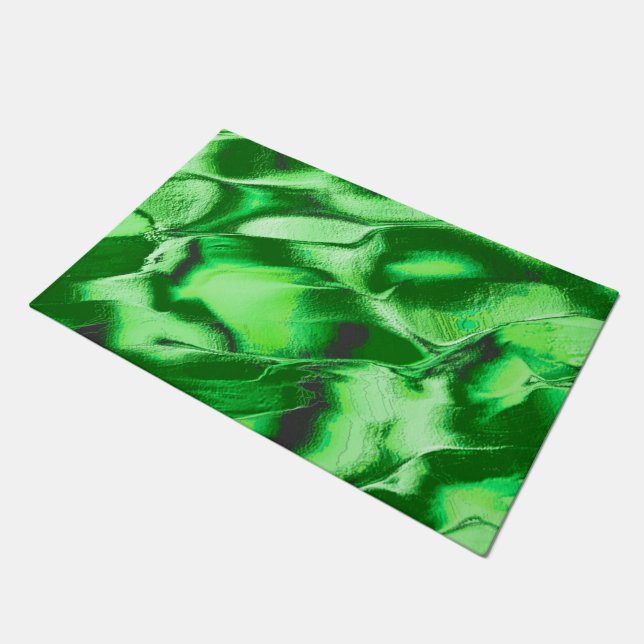 Tapete Desenho de dunas verdes metálicas grossas (Inclinado)