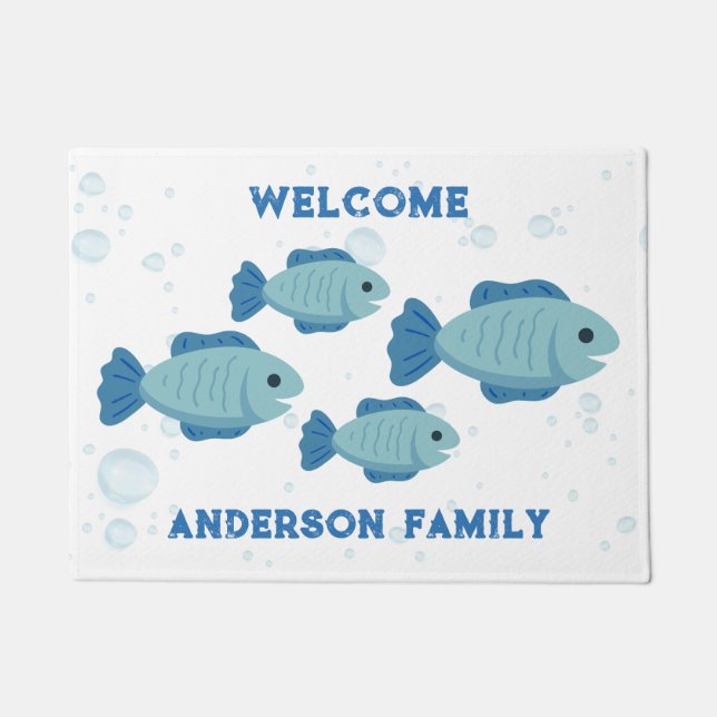 Tapete Desenho de peixe azul, estilo de desenho animado (Frente)