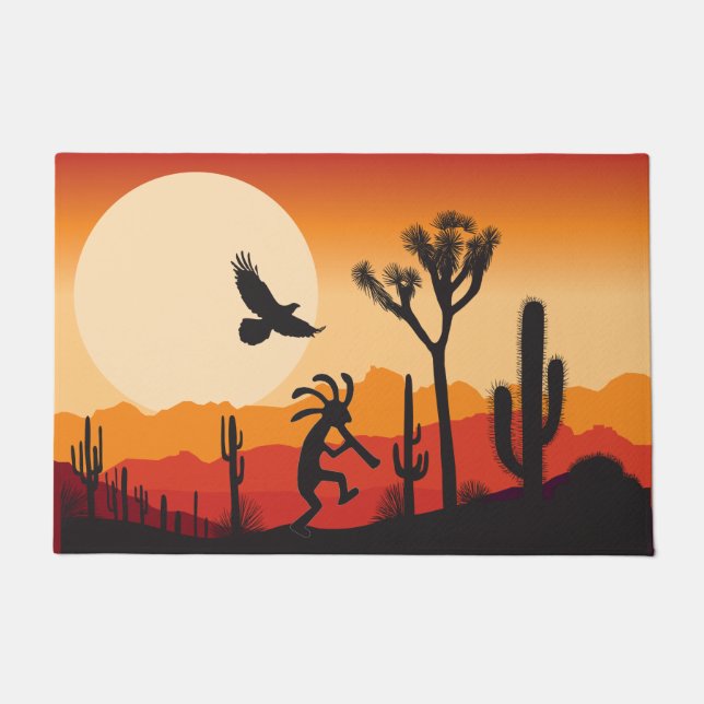 Tapete Deserto Sudoeste Sun Kokopelli Doormat (Frente)
