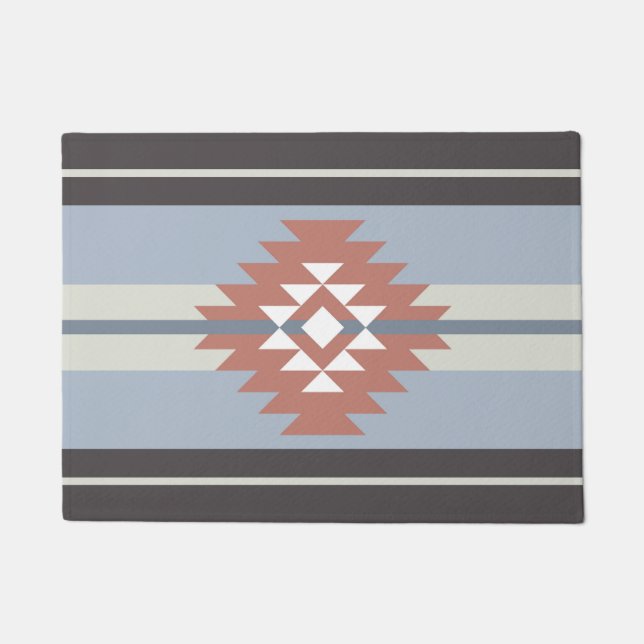 Tapete Design asteca de cor rosa e azul (Frente)