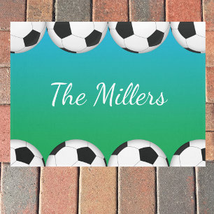 Tapete Design da bola de futebol com nome de família ou