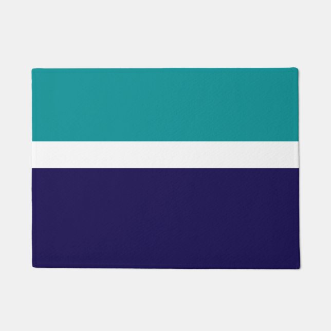 Tapete Design de Bloco de Cor Azul Branco Teal (Frente)
