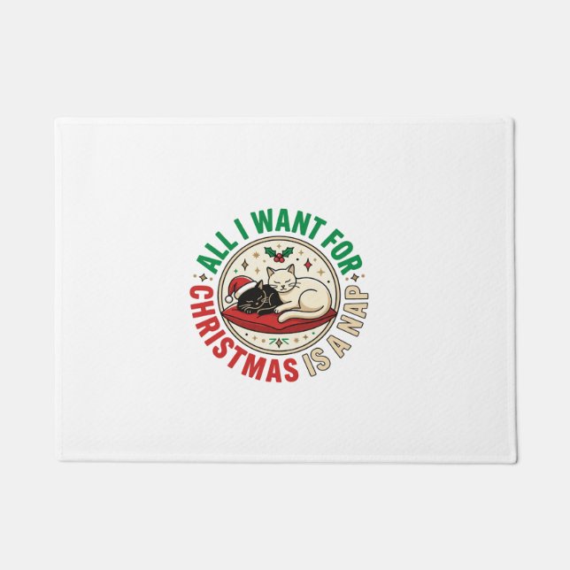Tapete Design de Feriado de Soneca de Gato de Natal (Frente)