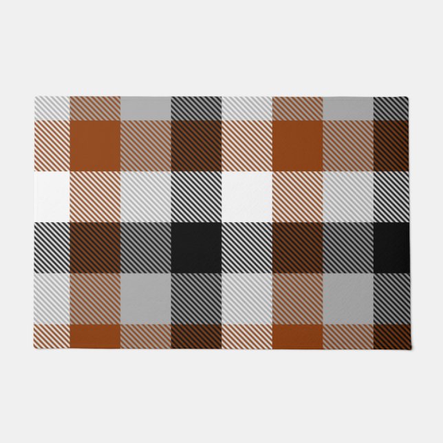 Tapete Design de Gingham Preto-Castanho (Frente)
