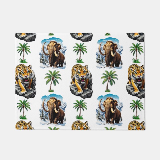 Tapete Design de padrão de Tigre Sabertooth Ice Age Mammo (Frente)