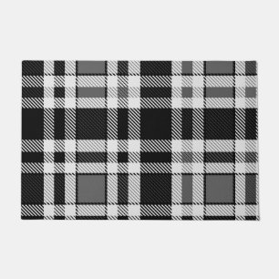 Tapete Design de Tartan Xadrez Flannel Branco preto