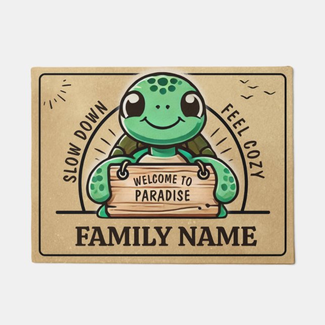 Tapete Design de tartaruga divertida, adaptável para famí (Frente)