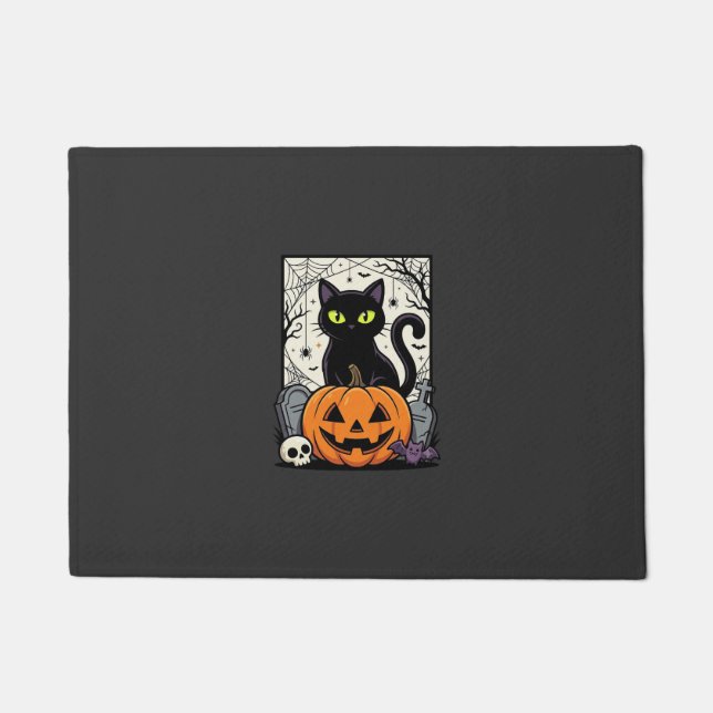 Tapete Design de Vetor de Abóbora de Gato Preto de Hallow (Frente)