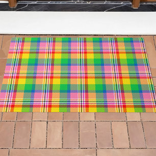Tapete Design de Xadrez de Tartan Amarelo verde-rosa
